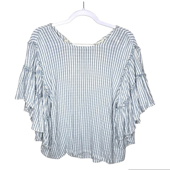 Anthropologie Pilcro Sybil Striped Ruffle Sleeve Top - Picture 5 of 14